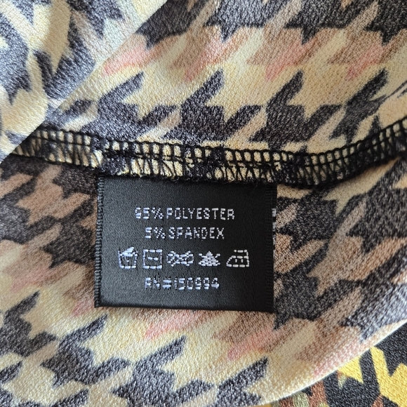 Belldini Houndstooth Blouse Women's 2X Retro 70s‎ Peasant Boho Eclectic Stretchy - Picture 10 of 13